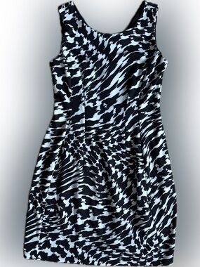 Enfocus Studio Black and White Patterned Midi Dress